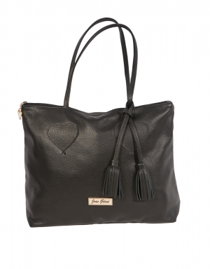 Blush Black Leather Tote Bag