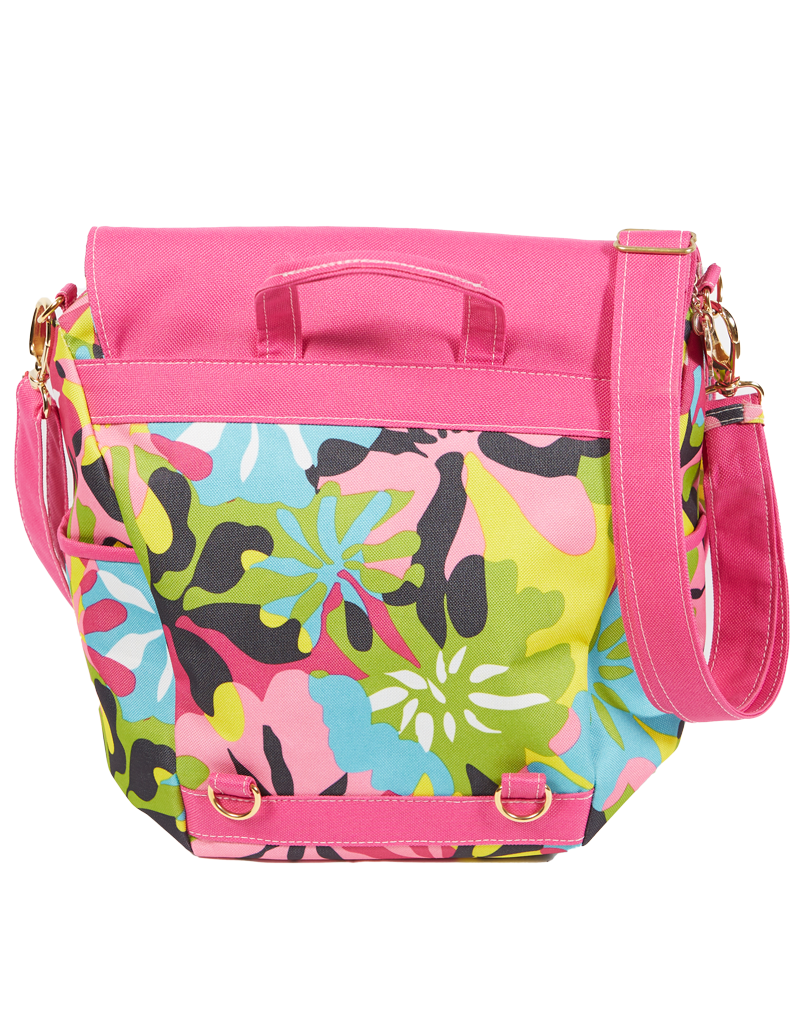 Flower Me Pink Convertible Crossbody Backpack with front flap - Image 3
