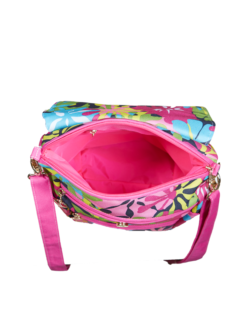 Flower Me Pink Convertible Crossbody Backpack with front flap - Image 6