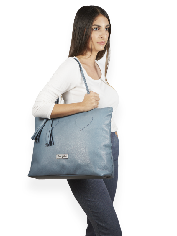 Joan Gdasi Designs_ Mint Blue Tote Bag_ Model